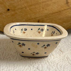 Blue Rose Polish Pottery Country Meadow Small Square Dish